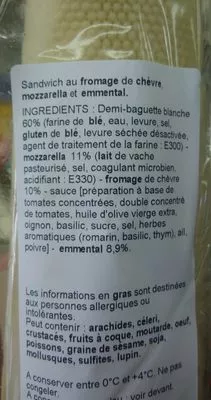 Lista de ingredientes del producto Panini 3 fromages  