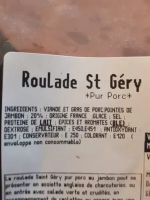 Lista de ingredientes del producto Roulade Tante Clémence 130g