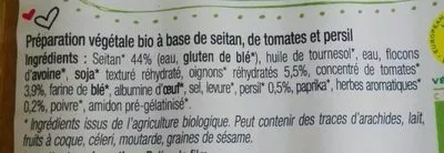 Lista de ingredientes del producto Saucisse végétal bio aux herbes Jardin Bio 