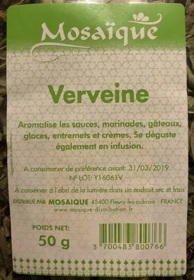 Lista de ingredientes del producto Verveine Mosaique 50g