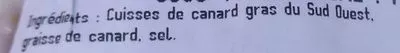 Lista de ingredientes del producto Canard à foie gras du Sud-Ouest Les Thomasines 0,200 kg