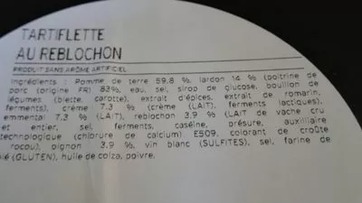 Lista de ingredientes del producto Tartiflette au reblochon  