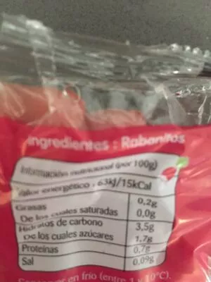 Lista de ingredientes del producto Rabanito rojo fresquia 