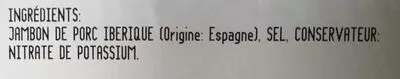 Lista de ingredientes del producto Chiffonnade de jambon iberico Corte del Gusto 60 g
