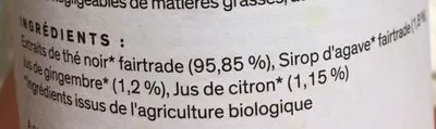 Lista de ingredientes del producto Thé noir gingembre Tensaï Tea 330 ml