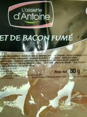 Lista de ingredientes del producto Filet de bacon fume L ASSIETTE D ANTOINE 