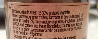 Lista de ingredientes del producto Pâte à tartiner Lait noisette Le Comptoir de Mathilde 