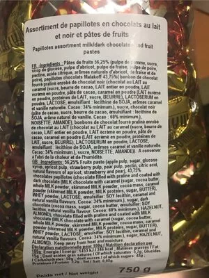 Lista de ingredientes del producto Papillotes  