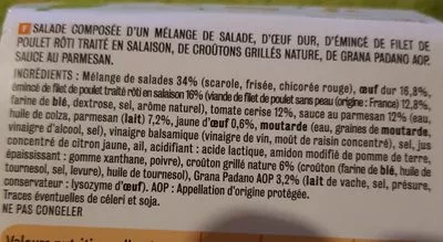 Lista de ingredientes del producto Salade caesar Les Crudettes 