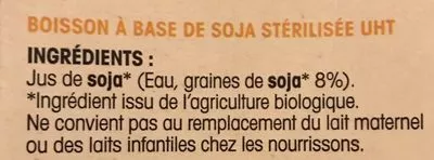 Lista de ingredientes del producto Boisson bio soja nature Naturéo 1 L