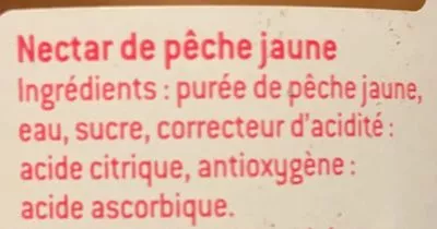 Lista de ingredientes del producto Nectar Pêche Jaune Bissardon 