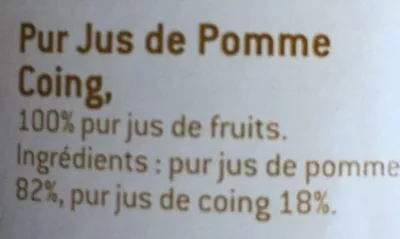 Lista de ingredientes del producto Pomme Coing L'Arbre à Jus 