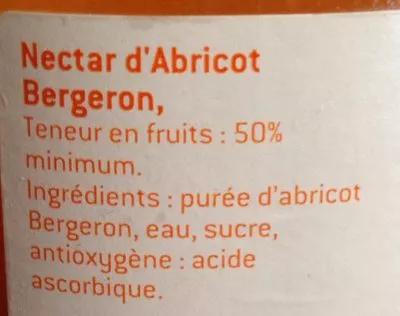 Lista de ingredientes del producto Abricot Bergeron L'arbre A Jus 