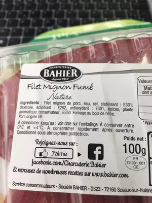 Lista de ingredientes del producto Pomme bio Bahier 