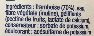 Lista de ingredientes del producto Préparation sans sucre ajoute framboise Les Confituriers Du Vieux Chérier 300 g