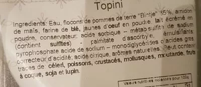 Lista de ingredientes del producto Topini Vialatina 