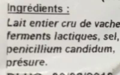 Lista de ingredientes del producto Neufchâtel fermier GAEC BRIANCHON GAEC BRIANCHON 200 g