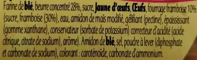 Lista de ingredientes del producto Gâteau Breton Fourrage Framboise Kerlann, Biscuiterie de Kerlann 430 g