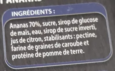 Lista de ingredientes del producto Sorbet ananas L'Angélys 