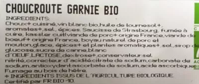 Lista de ingredientes del producto Choucroute garnie bio Thierry Schweitzer 