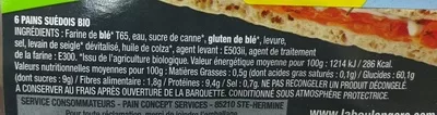 Lista de ingredientes del producto Pains Suédois La Boulangère 180 g (× 6)