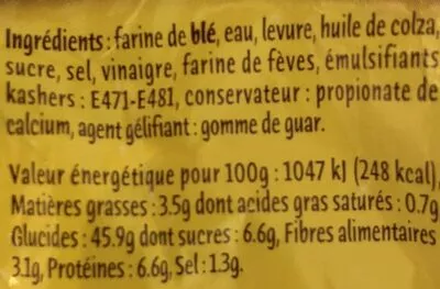 Lista de ingredientes del producto Pain de mie sans croûte La Boulangère 500g