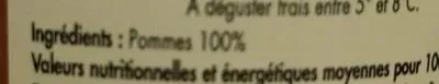 Lista de ingredientes del producto Jus de Pommes Bio Vergers Réginéens, Cidrerie Kerloïc 1 l