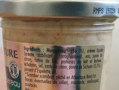 Lista de ingredientes del producto Rillettes de Maquereau au Poivre de Sichuan Groix & Nature 100 g