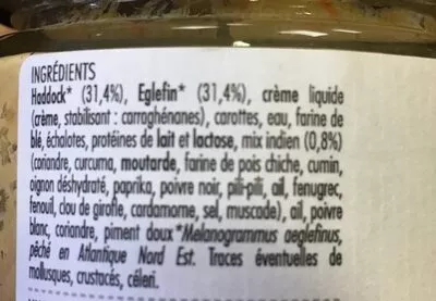 Lista de ingredientes del producto Rillettes de Haddock au Curry CROIX & NATURE 