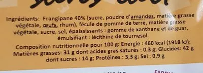 Lista de ingredientes del producto Galette Frangipane Sans Lait 420G Glutabye 