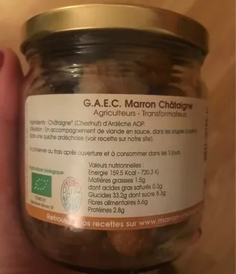 Lista de ingredientes del producto Châtaigne au naturel GAERC Marron Chataîgne 240 g