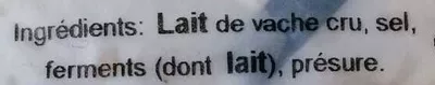 Lista de ingredientes del producto Neufchâtel au lait cru Cœur de Bray 200 g