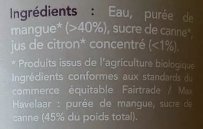 Lista de ingredientes del producto Nectar mangue Pronatura 75 cl