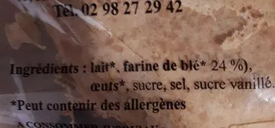 Lista de ingredientes del producto Crêpes de froment Creperie Du Menhir 