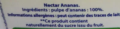 Lista de ingredientes del producto Nectar Ananas Caresse guyanaise 0.5 l