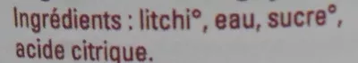 Lista de ingredientes del producto Litchis de Madagascar dénoyautés au sirop léger Ethiquable 425 g (égoutté : 250 g)