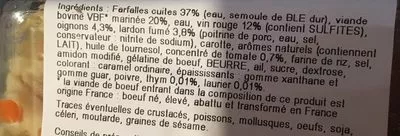 Lista de ingredientes del producto Boeuf bourguignon Lechef 300 g