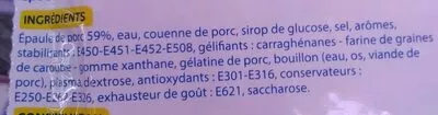 Lista de ingredientes del producto Épaule cuite eco+ 360 g