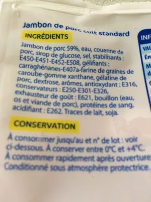 Lista de ingredientes del producto Dés de jambon Eco+ 200gr