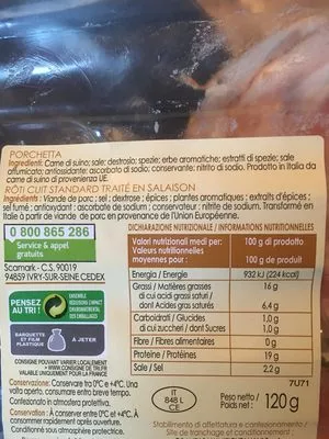 Lista de ingredientes del producto Porchetta Tardizioni D'italiz 