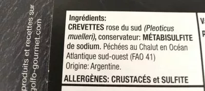 Lista de ingredientes del producto Queues de crevettes  