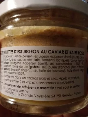 Lista de ingredientes del producto Rillettes d'esturgeon au caviar et baies roses  