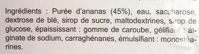 Lista de ingredientes del producto Sorbet ananas Les Glaciers du Jura 300 g