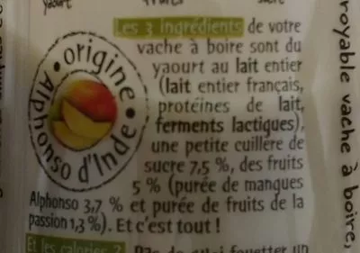 Lista de ingredientes del producto Vache à boire Mangue Michel et Augustin 500 ml