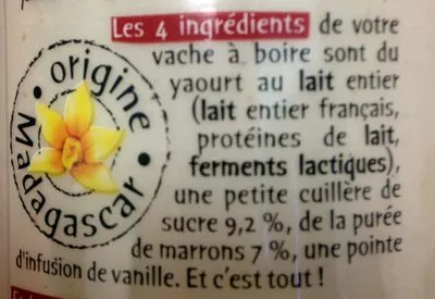 Lista de ingredientes del producto Vache à boire aux marrons Michel et Augustin 500 mL