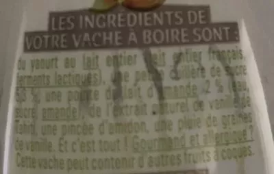 Lista de ingredientes del producto Vanille de Tahiti Vache à boire 266 g, 250 ml