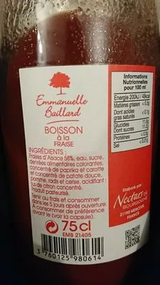 Lista de ingredientes del producto Boisson à la fraise Emmanuelle Baillard 75 cl