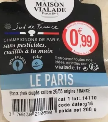 Lista de ingredientes del producto Champignons De Paris Maison Vialade 200 g