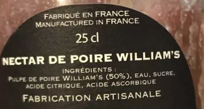 Lista de ingredientes del producto Nectar De Poire Williams Du Viennois 25CL Atelier Patrick Front 