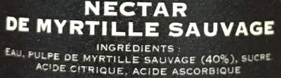 Lista de ingredientes del producto Nectar De Myrtille Sauvage D'ardeche-lozere 25CL  